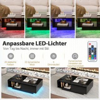 Costway  Τραπέζι σαλονιού με 20 χρώματα LED φώτα & τηλεχειριστήριο,...