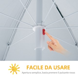 Outsunny Ομπρέλα Παραλίας με Ενσωματωμένη Τέντα, από Μέταλλο και Πο...