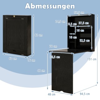 Πτυσσόμενο Τραπέζι Τοίχου με Αποθηκευτικό Χώρο 60 x 94,5 x 151 cm Μ... Πτυσσόμενο Τραπέζι Τοίχου με Αποθηκευτικό Χώρο 60 x 94,5 x 151 cm Μ...