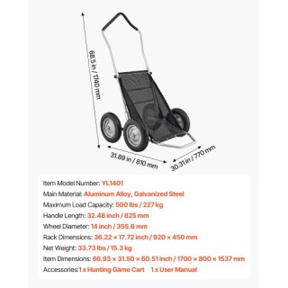 VEVOR Κάρρο Μεταφοράς Θηραμάτων, Βαρέως Τύπου, Αναδιπλούμενο Με Απο... VEVOR Κάρρο Μεταφοράς Θηραμάτων, Βαρέως Τύπου, Αναδιπλούμενο Με Απο...