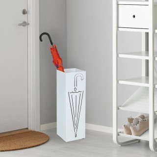 BAKAJI  Σταντ Ομπρελοθήκης Σιδερένιο Τετράγωνο Λευκό με Δοχείο Συλλ...