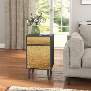 HOMCOM Μοντέρνο Κομοδίνο 40x39x69 εκ, Σκούρο Γκρι και Ξύλο 831-966V...