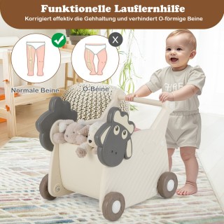 Costway Πολυλειτουργικό Παιδικό Περπατούρα & Καρότσι Αγορών με Χωρη...