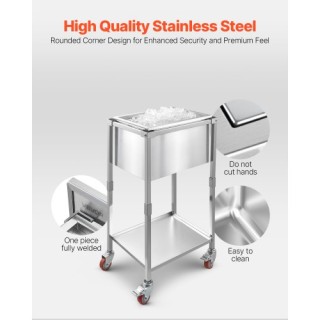 VEVOR Καρότσι Ψυγείο 31L με Ρόδες για Εξωτερικούς Χώρους QRSCBC201B...