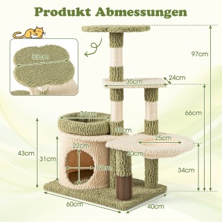 Costway  Δέντρο γάτας με πλατφόρμες, σπηλιά, αιώρα και περιποίηση γ...