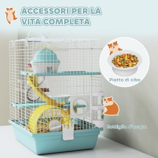 PawHut Κλουβί για Χαμστεράκια με 3 Επίπεδα και 12 Σωλήνες με Σπιτάκ...