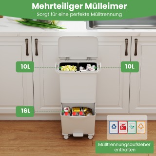 Costway Λευκός Κάδος Απορριμμάτων 36L με 2 Αφαιρούμενα Δοχεία και Α... Costway Λευκός Κάδος Απορριμμάτων 36L με 2 Αφαιρούμενα Δοχεία και Α...