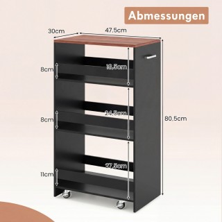 Costway 30εκ. Φαρδύς Εργονομικός Τροχήλατος Ράφι Κουζίνας με Λαβή &...