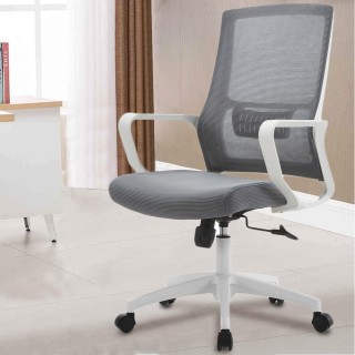 Shally Dogan  Γκρι Καρέκλα Γραφείου με Λευκή Δομή Πολυθρόνα για Γρα...