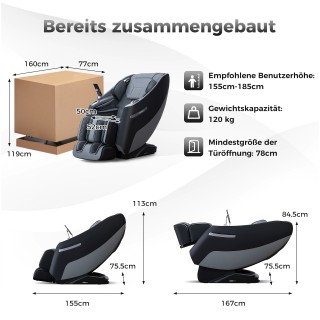 Costway Μαύρη Καρέκλα Μασάζ Shiatsu με Θέρμανση και Αερομασάζ JL100...