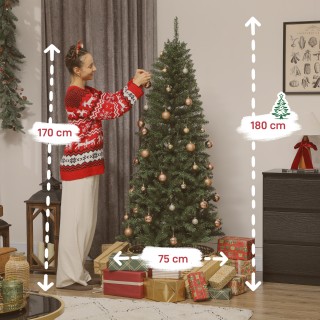 HOMCOM Χριστουγεννιάτικο Δέντρο 180 εκ Φωτισμένο με 250 Λευκά και Χ...