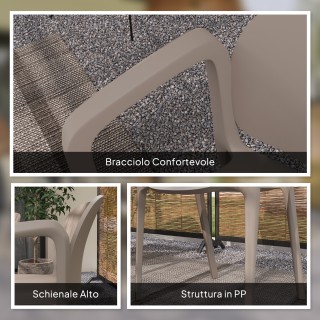 Outsunny Σετ 4 Στοιβαζόμενες Πλαστικές Καρέκλες Κήπου με Μπράτσα 60...