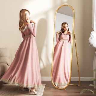 HOMCOM Ολόσωμος Καθρέφτης Δαπέδου με Πτυσσόμενη Βάση, Γυαλί και Μέτ...