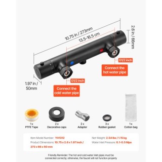 VEVOR Θερμοστατικός Μίκτης Ντους με Ηλεκτροφορητική Επίστρωση για Μ... VEVOR Θερμοστατικός Μίκτης Ντους με Ηλεκτροφορητική Επίστρωση για Μ...