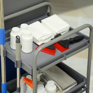 HOMCOM Καρότσι Καθαρισμού με 3 Ράφια με Σάκο για Σκουπίδια και Στρα... HOMCOM Καρότσι Καθαρισμού με 3 Ράφια με Σάκο για Σκουπίδια και Στρα...