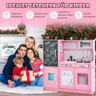 Costway Παιδική Κουζίνα Παιχνίδι με Πίνακα 82 x 24 x 80 cm Ροζ TP10...
