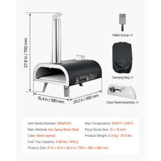 VEVOR Φορητός Φούρνος Πίτσας 12 με Σφαιρίδια Ξύλου για Κάμπινγκ BXP... VEVOR Φορητός Φούρνος Πίτσας 12 με Σφαιρίδια Ξύλου για Κάμπινγκ BXP...