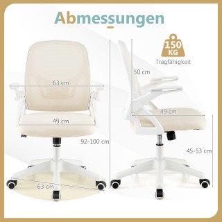 Costway Εργονομική Καρέκλα Γραφείου με Ανακλινόμενα Μπράτσα και Ρυθ...