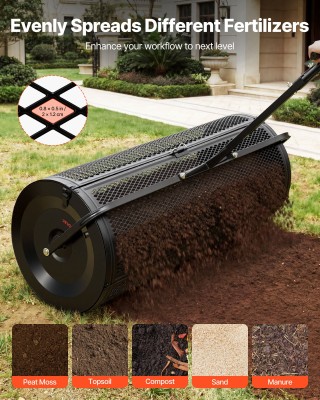 VEVOR Διανομέας Κομπόστ και Τύρφης 112 cm με Χειρολαβή Ώθησης/Ρυμού...