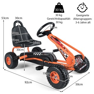 Costway Παιδικό Ποδήλατο-Καρτ με Ρυθμιζόμενο Κάθισμα & Χειροφρένο έ...