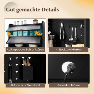 Costway Μαύρο Κουζινόσπιτο με Ρόδες και Εργονομικό Σχεδιασμό JV1131...