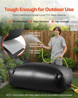 VEVOR Σακούλα Νερού 1000L, Φορητή & Αναδιπλούμενη, Ανθεκτική PVC 10...