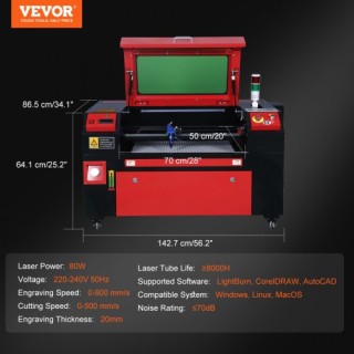 VEVOR 80W CO2 Laser Χαράκτης 500x700 mm YTSDKJOCCO270B8ZVV2 VEVOR 80W CO2 Laser Χαράκτης 500x700 mm YTSDKJOCCO270B8ZVV2