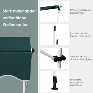 Costway Πράσινη τέντα μπαλκονιού 400 cm, χωρίς τρύπημα, UV ανθεκτικ... Costway Πράσινη τέντα μπαλκονιού 400 cm, χωρίς τρύπημα, UV ανθεκτικ...