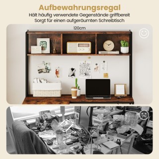 Costway Γωνιακό Γραφείο L-Σχήματος με Ράφι Βιβλίων, Gaming Επιφάνει...