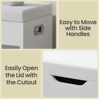 VASAGLE Λευκός Πάγκος Αποθήκευσης με Ταπετσαρία και Θέσεις Παπουτσι...