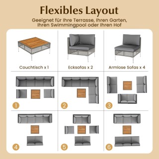 Costway  Σετ Κήπου - Συνδυαστική Εξωτερική Rattan Γωνιά με Τραπέζι ...