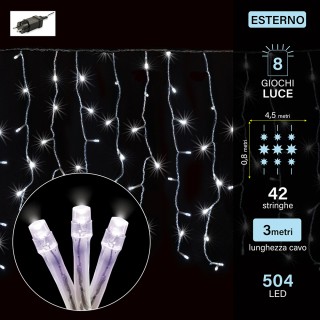 Kooper Κουρτίνα 504 LED ψυχρού λευκού φωτός, 42 σκοινιά, 8 λειτουργ...