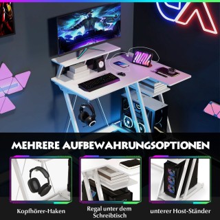 Costway  Γραφείο Gaming με Ενσωματωμένο Ράφι Οθόνης και Φόρτιση USB...