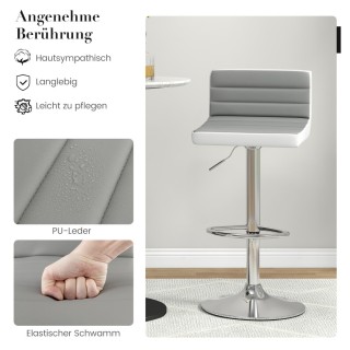 Costway Ρυθμιζόμενα Περιστρεφόμενα Σκαμπό Μπαρ με Πλάτη και PU Δέρμ...