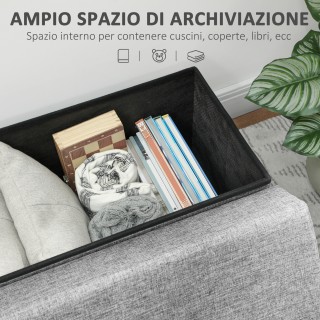 HOMCOM Πτυσσόμενο Κουτί Καθίσματος με Πλάτη και Χώρο 77L, Επικάλυψη...