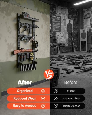 VEVOR Ράφι Όπλων Τοίχου, Ανθεκτικός Ατσάλινος Σκελετός, Χωρητικότητ...