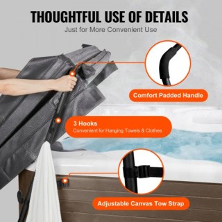 VEVOR Ανυψωτήρας Καλύμματος Τζακούζι, Ρυθμιζόμενος για Ορθογώνιες Μ...