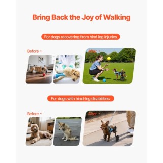 VEVOR Ρυθμιζόμενο Αναπηρικό Καροτσάκι Σκύλου για Πίσω Πόδια VEVOR, ...