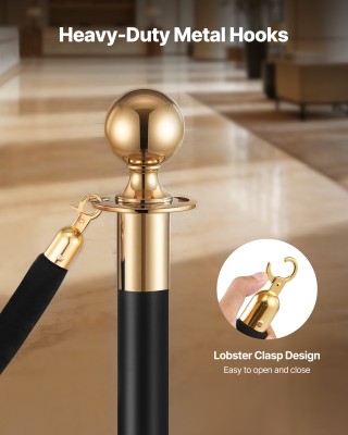 VEVOR 4 Τεμάχια Μαύρων Βελούδινων Σχοινιών με Χρυσά Άγκιστρα, Μήκου... VEVOR 4 Τεμάχια Μαύρων Βελούδινων Σχοινιών με Χρυσά Άγκιστρα, Μήκου...