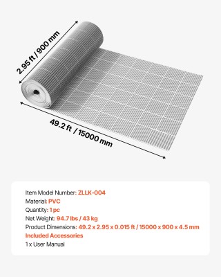 VEVOR Αντιολισθητικό Ταπέτο Αποστράγγισης PVC 90x1500cm, Γκρι YTSPS... VEVOR Αντιολισθητικό Ταπέτο Αποστράγγισης PVC 90x1500cm, Γκρι YTSPS...