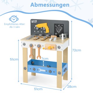 Costway  Ξύλινος Πάγκος Εργασίας για Παιδιά - Εκπαιδευτικό Σετ Δημι...