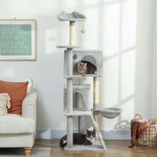 PawHut Ονυχοδρόμιο για Γάτες Ύψους 160 εκ. με 2 Σπιτάκια, Αιώρα, Κρ...