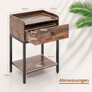 Costway  Πολυλειτουργικό Κομοδίνο με Ενσωματωμένο Σταθμό Φόρτισης κ...