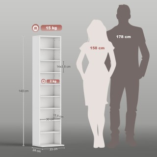 HOMCOM Ράφι αποθήκευσης CD με 6 Ρυθμιζόμενα Ράφια, Χωρητικότητα 260...