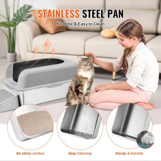 VEVOR  Κουτί Άμμου Γάτας 6 με Φίλτρο και Αντιοσμητική Λειτουργία BK...