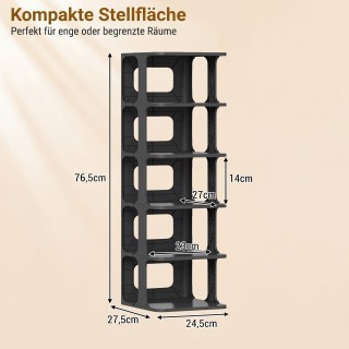 Costway 6όροφο Στοιβαζόμενο Ράφι Παπουτσιών, Κάθετος Οργανωτής Δαπέ...