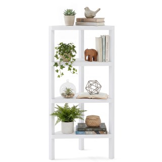 Costway Γωνιακή βιβλιοθήκη 4 επιπέδων με ανοιχτά ράφια, ελεύθερης τ...