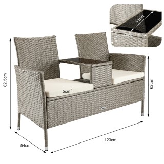 BAKAJI  Καναπές Πάγκος Κήπου Κρέμα από Πολυρατάν Παγκάκι Καναπεδάκι...