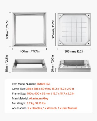 VEVOR Κάλυμμα Φρεατίου με Πλαίσιο, 400 x 400mm Αόρατο Καλυπτήριο Βό... VEVOR Κάλυμμα Φρεατίου με Πλαίσιο, 400 x 400mm Αόρατο Καλυπτήριο Βό...