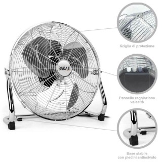 BAKAJI  Επιδαπέδιος ανεμιστήρας από ατσάλι 90 W με πτερύγια αλουμιν...